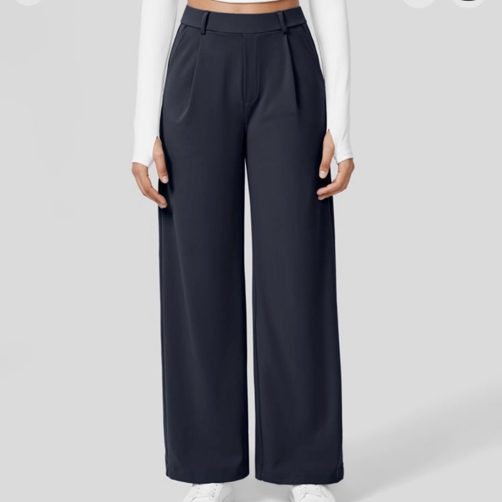 Halara High Waisted Plicated Side Pocket Straight Leg Work Pants NWT